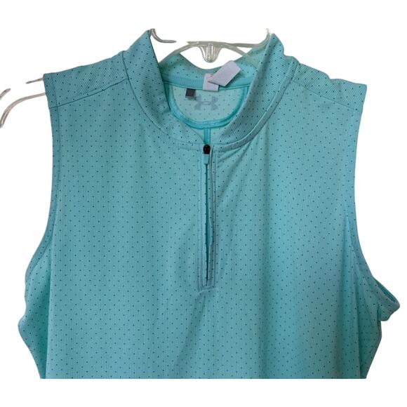 Under Armour Women's Blue Green Sleeveless Heat Gear Golf Shirt Size Medium - Picture 2 of 5